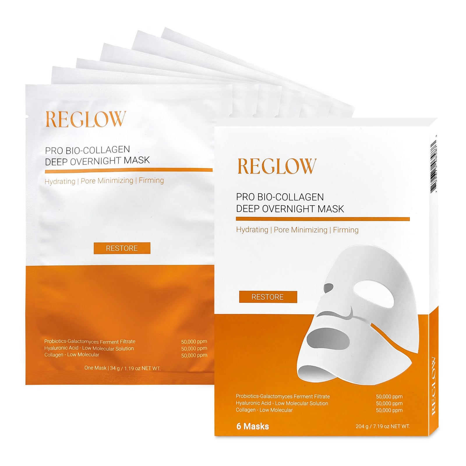 ReGlow RESTORE Pro Bio-Collagen Deep Overnight Mask six-pack