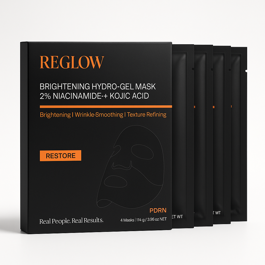 Brightening Hydro-Gel Mask – 2% Niacinamide + PDRN + Kojic Acid – Radiance Boost + Dark Spot Correction Mask – 4 Pack