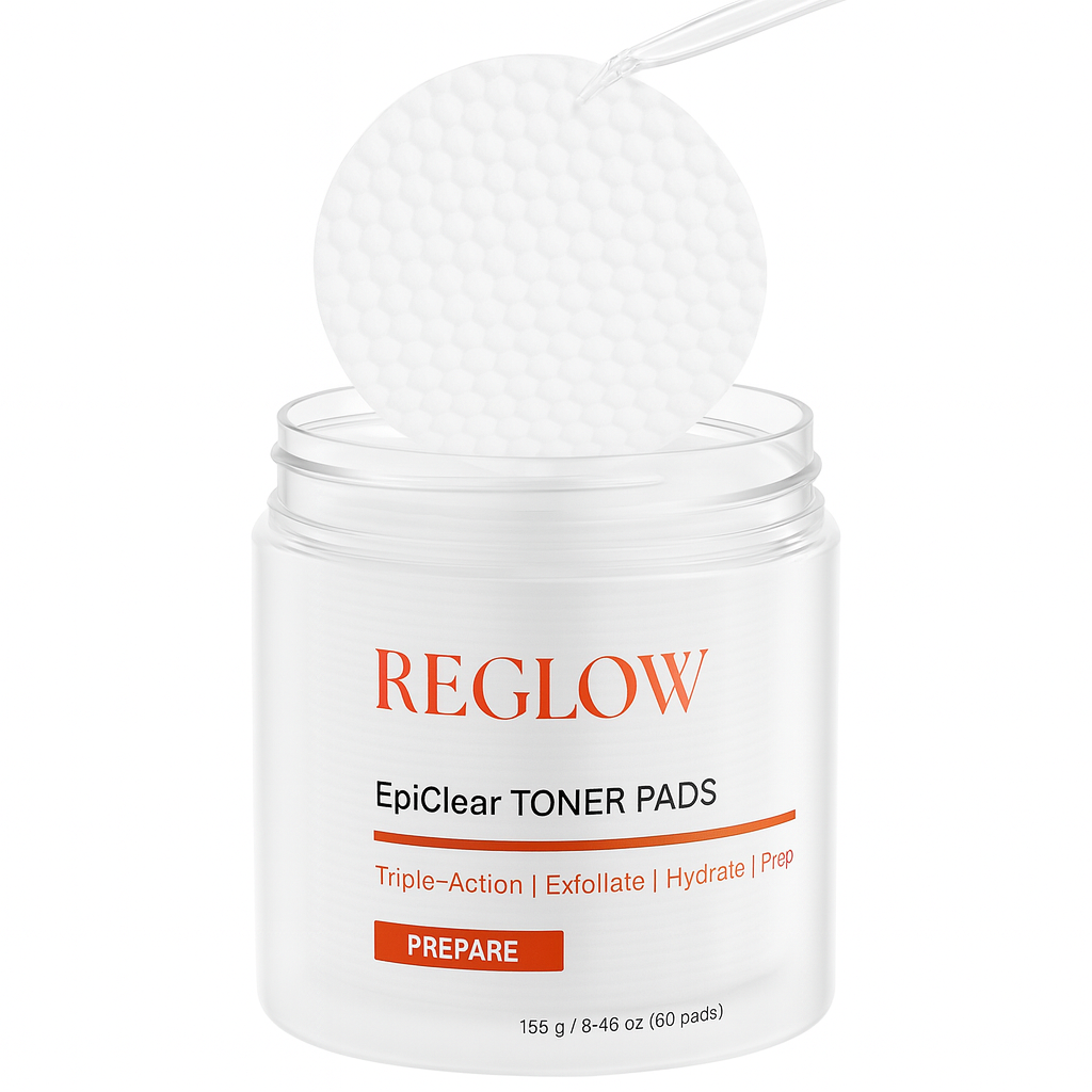 Close view of a dual-textured ReGlow EpiClear facial toner pad