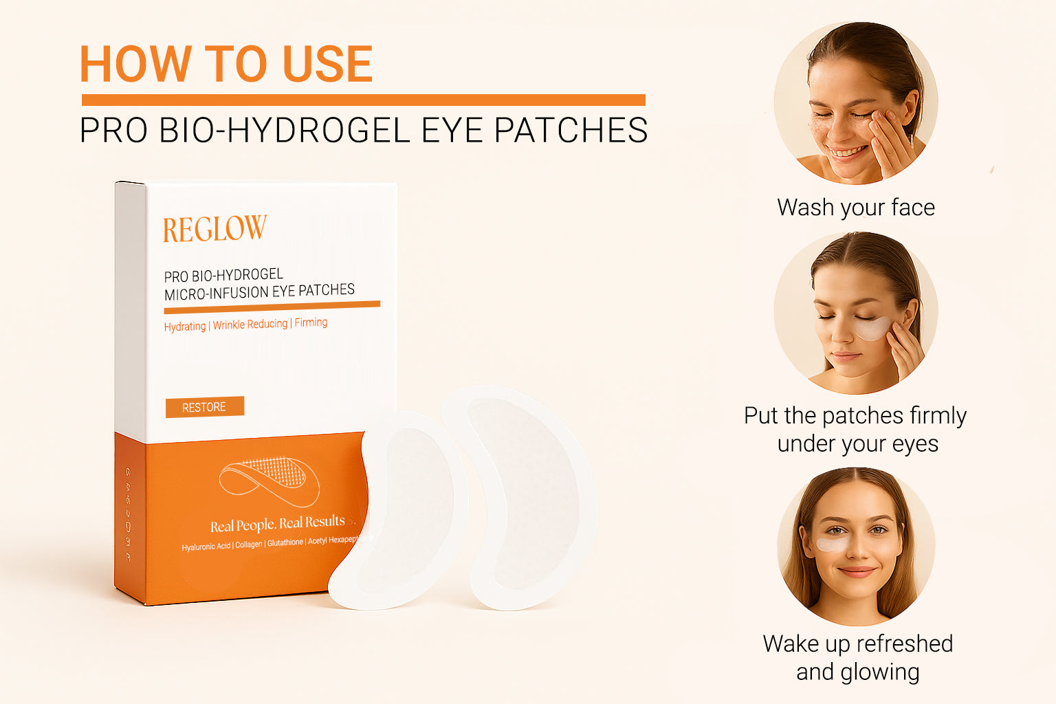 How to apply ReGlow Pro Bio-Hydrogel Micro-Infusion Eye Patches