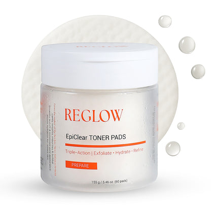 ReGlow EpiClear Toner Pads – Triple-Action Exfoliation (PHA + AHA + BHA) & Niacinamide